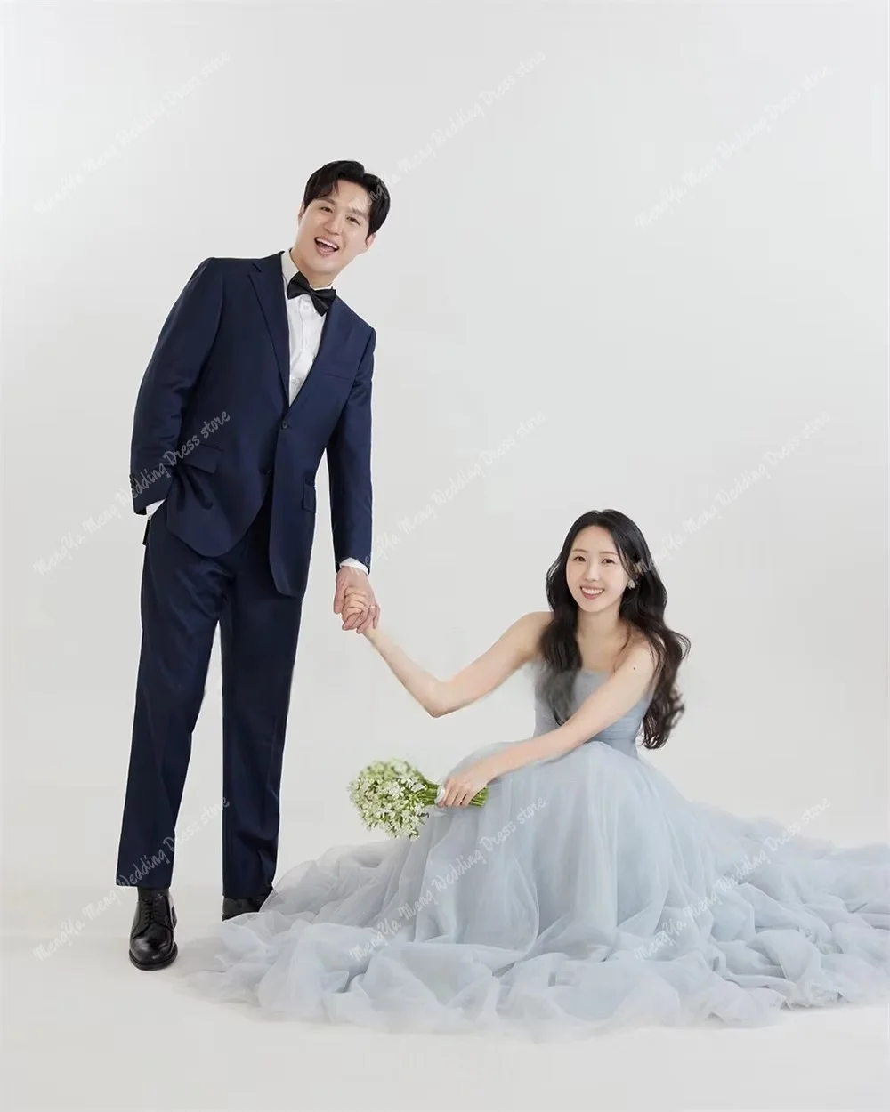 ZHUISHU Elegant Sky Blue Korea Wedding Dresses Strapless A-line Bridal Gown Fariy Soft Tulle Photo Shoot Dresses Customized 2025