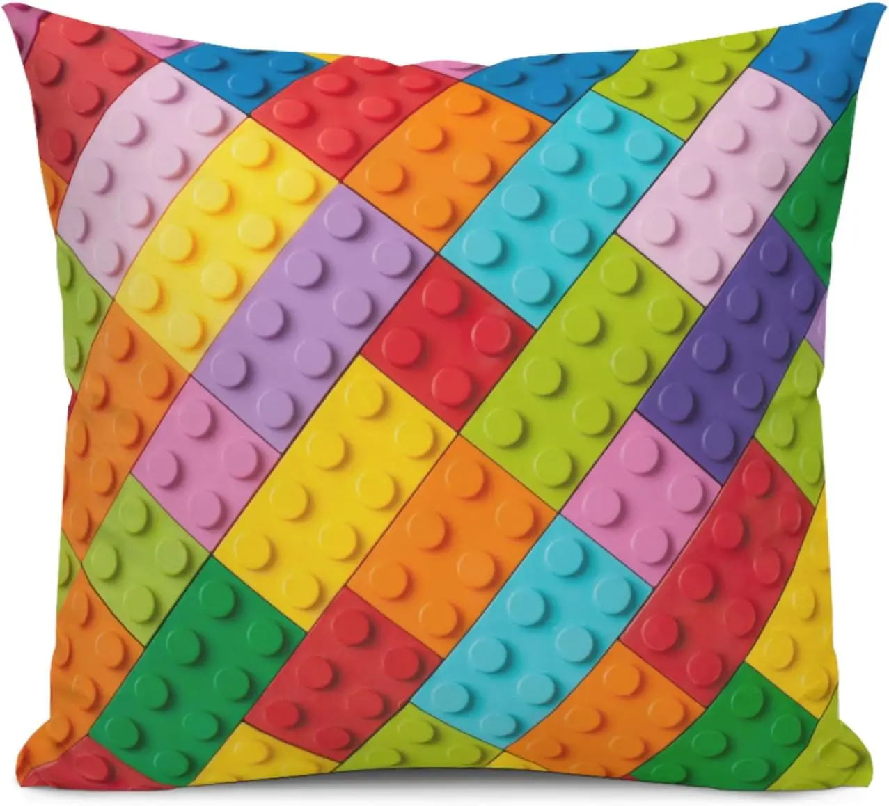 Vibrant Colorful Geometric Block Pattern Pillowcase Cushion Cover 18x18 Inch Throw Pillow Accent for Modern Home Decor Gift