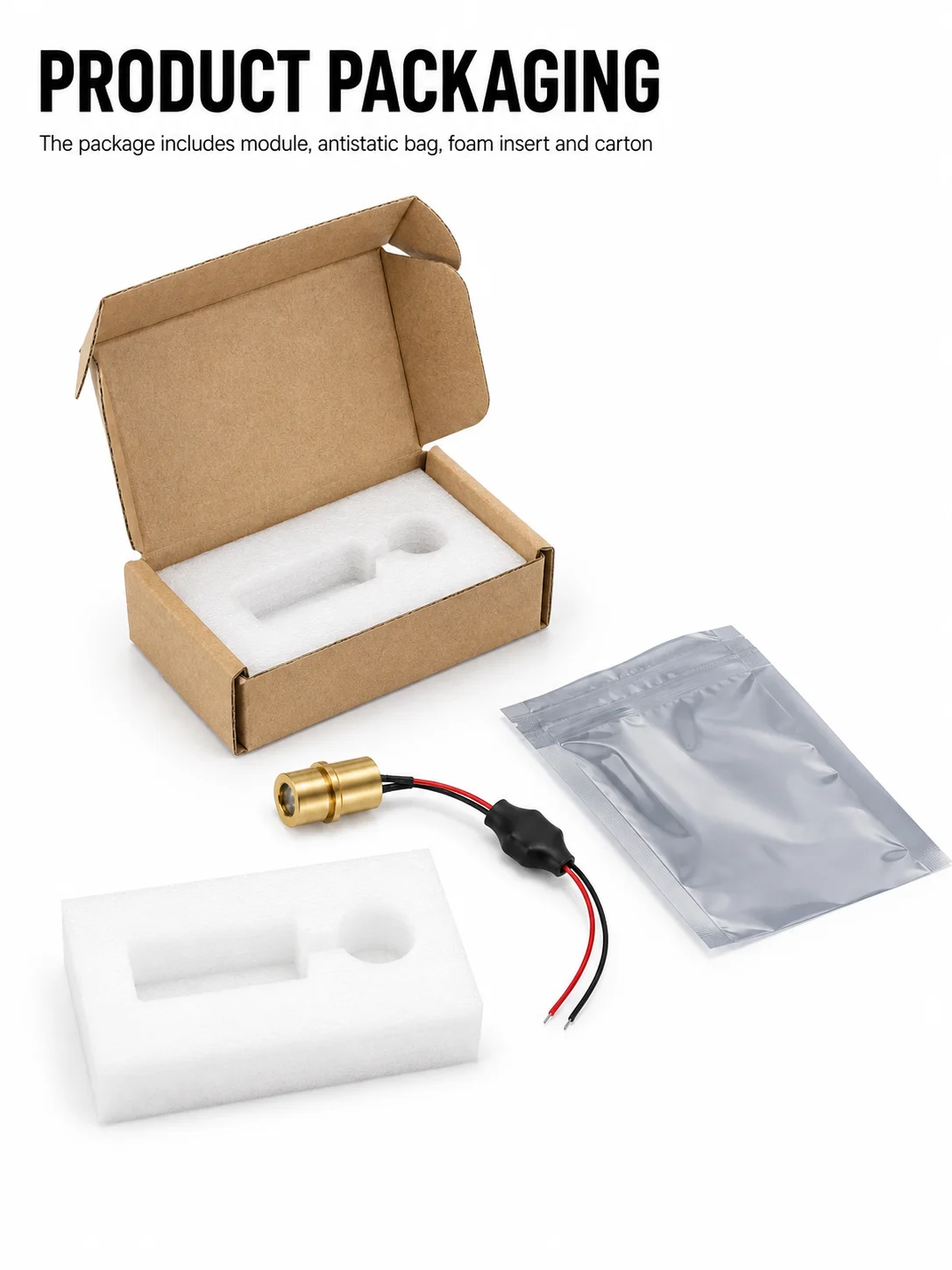 ZhonNa 9x16mm Brass Laser Module with Built-in Lens Red Black Leads Round PCB for Tools Instruments Meters Parts Accessories Kit