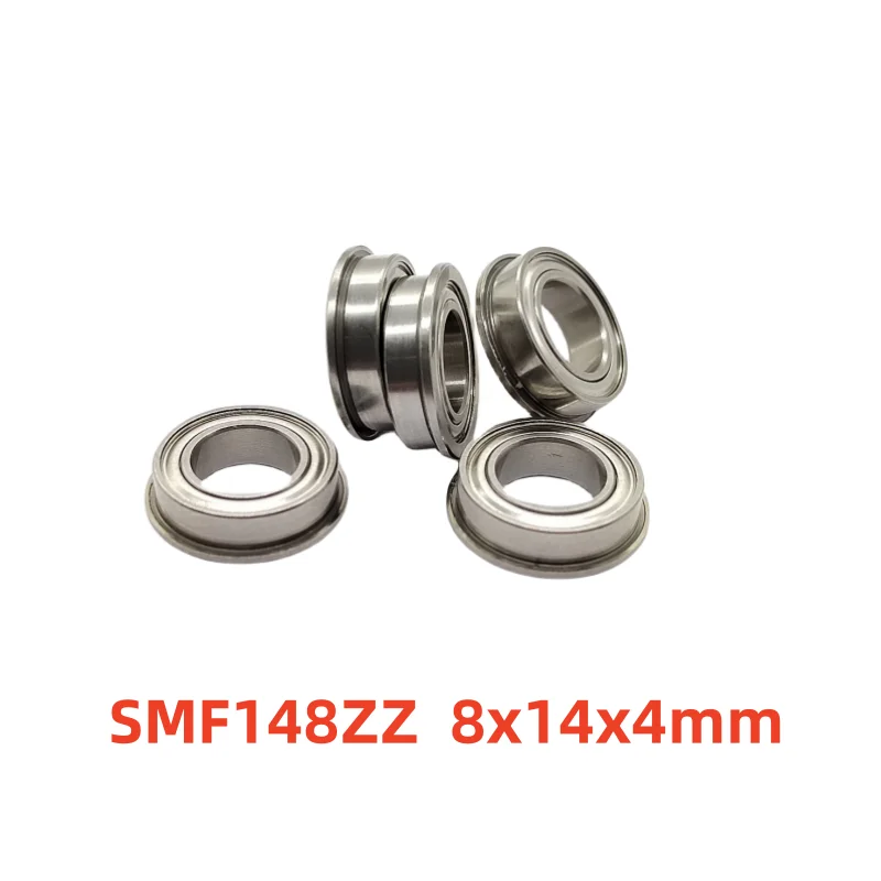 50pcs stainless steel flanged bearing SMF148ZZ 8x14x4mm miniature flange deep groove ball bearings SMF148 -2Z 8*14*4 mm ABEC-5