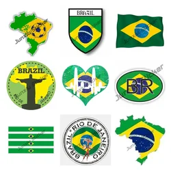 Creative Stickers Brazil Flag Decal Brazil Football Skull Map Sticker Car Assessoires Premium Quality Vinyl Glue Sticker KK13cm