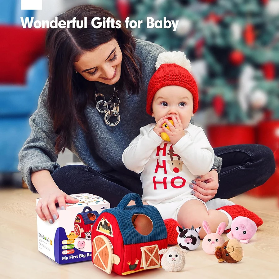 ألعاب الأطفال الحظيرة محشوة حيوانات المزرعة حشرجة الموت التجعيد مرآة ألعاب مونتيسوري للطفل كرات حسية الصغار تخزين المواد #5