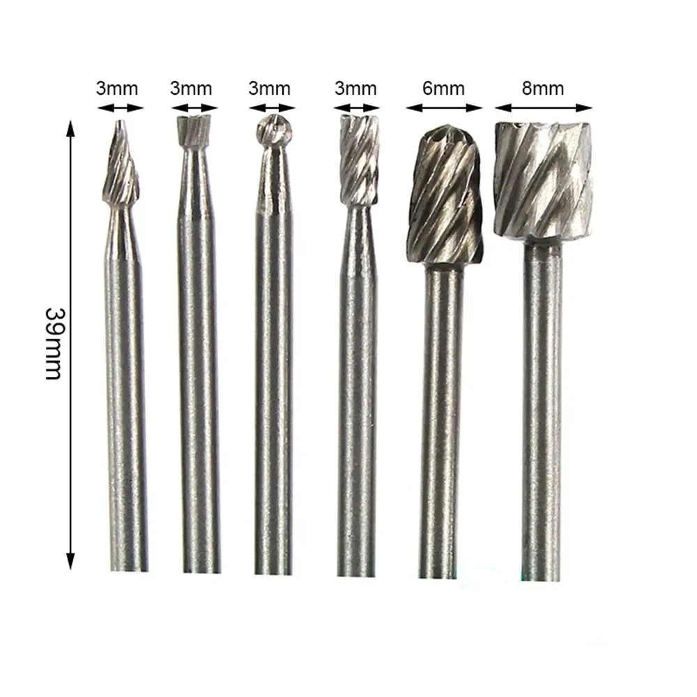 

HSS Routing Milling Bit 6pcs 3mm Shank Rotary Cutter For Dremel Tools Mini Drill Burrs