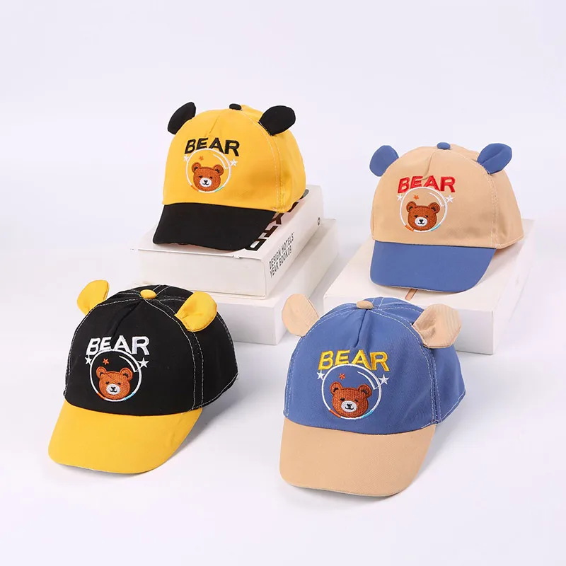 

Детская кепка с рисунком медведя и утиным языком, От 6 до 36 месяцев, шапки с утконосом для мальчиков и девочек, однотонные хлопковые солнцезащитные козырьки для малышей, детская бейсбольная кепка