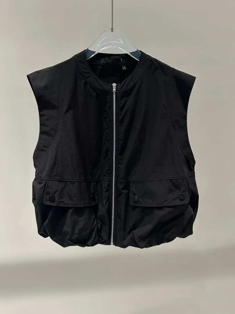 

Nossman Spring 2025 Casual Loose Slim round Ne Svel Vest Women's Faion Versatile Comfortable Zipper Closure C...