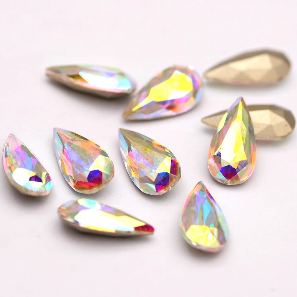 5x10mm 7x14mm Crystal Water-drop Jewelry Accessories Women DIY Fashion Pendant Style Nail Aat Garment Jewelry Brooch Decoration