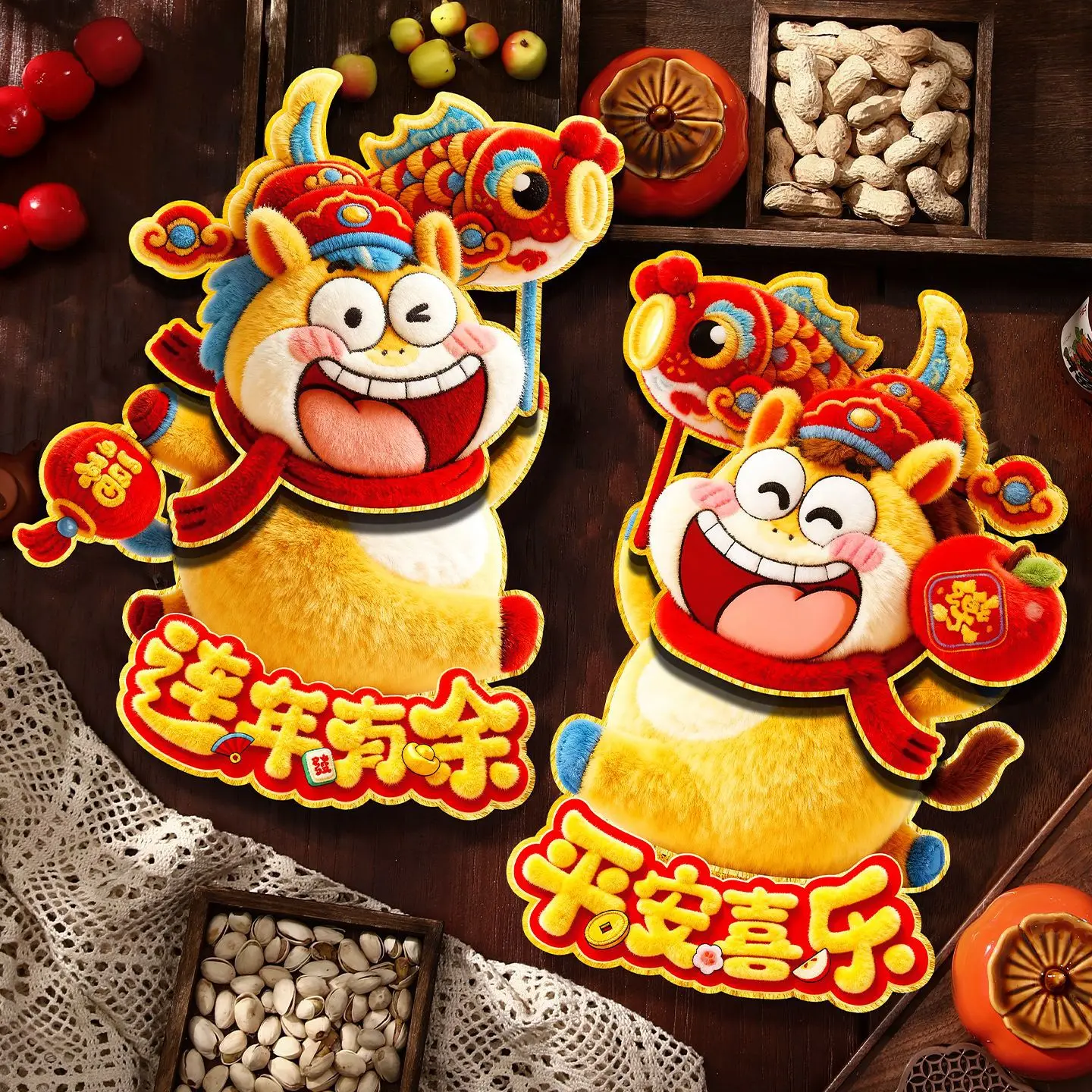 

New Year “Fu” Character Decal 2026 New Horse Year Cartoon 3D Entryway Door Decal Fu Zi Spring Festival Holiday Decor