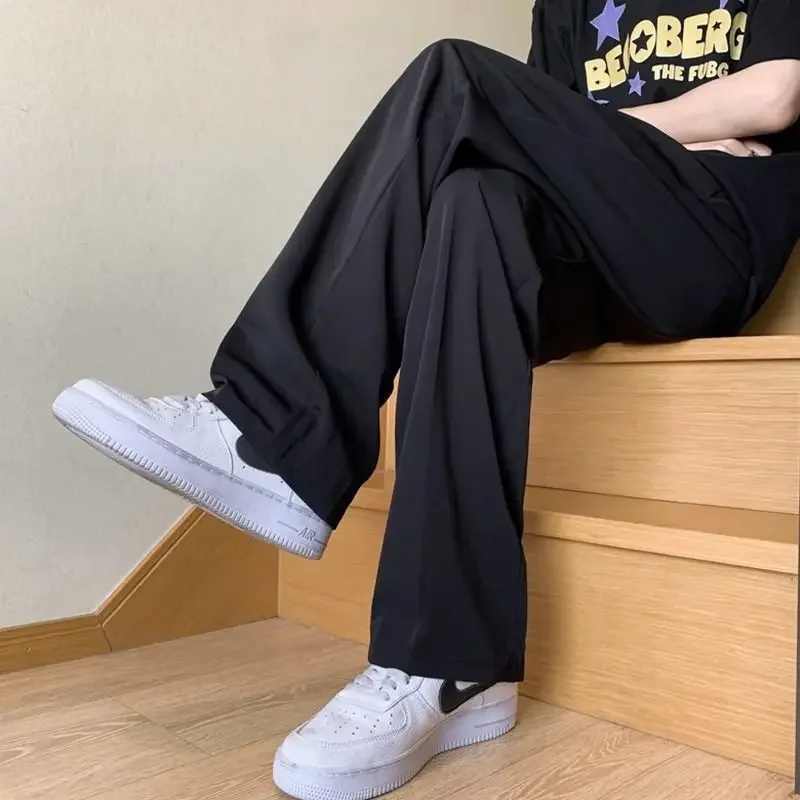 Black Business Suit Pants for Men 2024 Summer Straight Leg Trousers for Office and Formal Occasions Men Clothing Pants pantalons