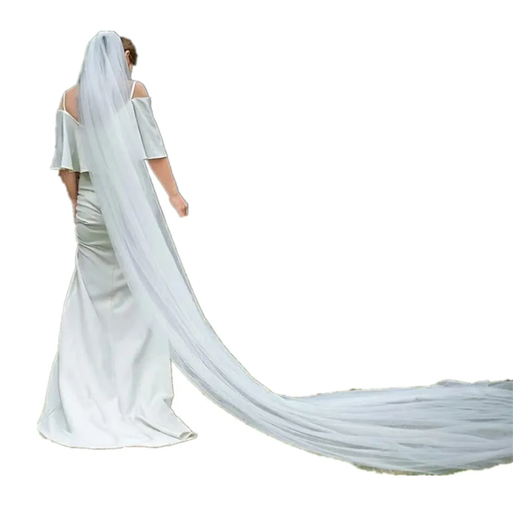 أنيقة 2/3/5 متر حجاب الزفاف مع مشط أبيض عاجي بسيط العروس كاتدرائية الحجاب اكسسوارات الزفاف Vestido De Noiva طرحة الزفاف #6