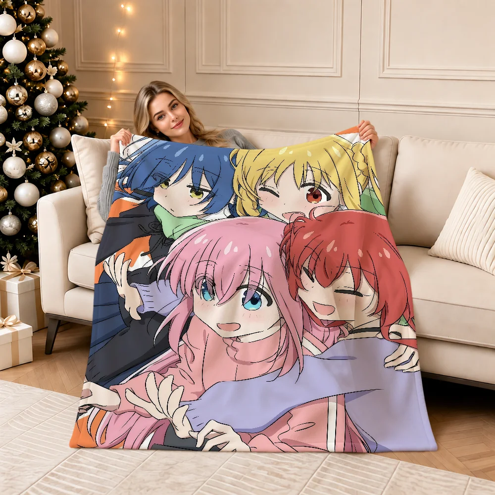 Anime Manga Fanart Bocchi The Rock Warm Soft Plush Blanket For Sofa Living Room Nap Home Bedroom Travel Gift Flannel Pet Hogar