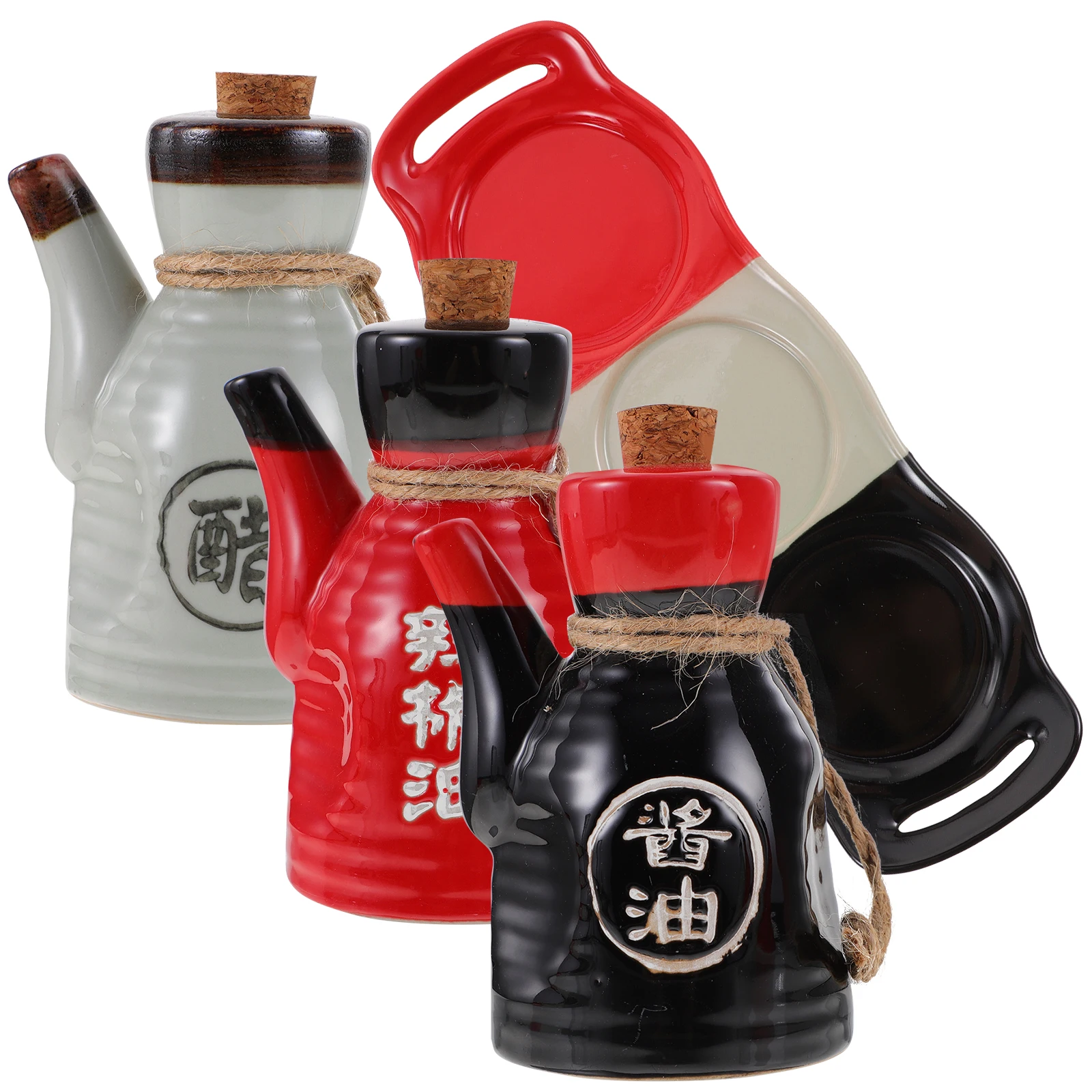

Elegant Ceramic Soy Sauce Dispenser Japanese Style Vinegar Jar Kitchen Supply Condiment Bottle