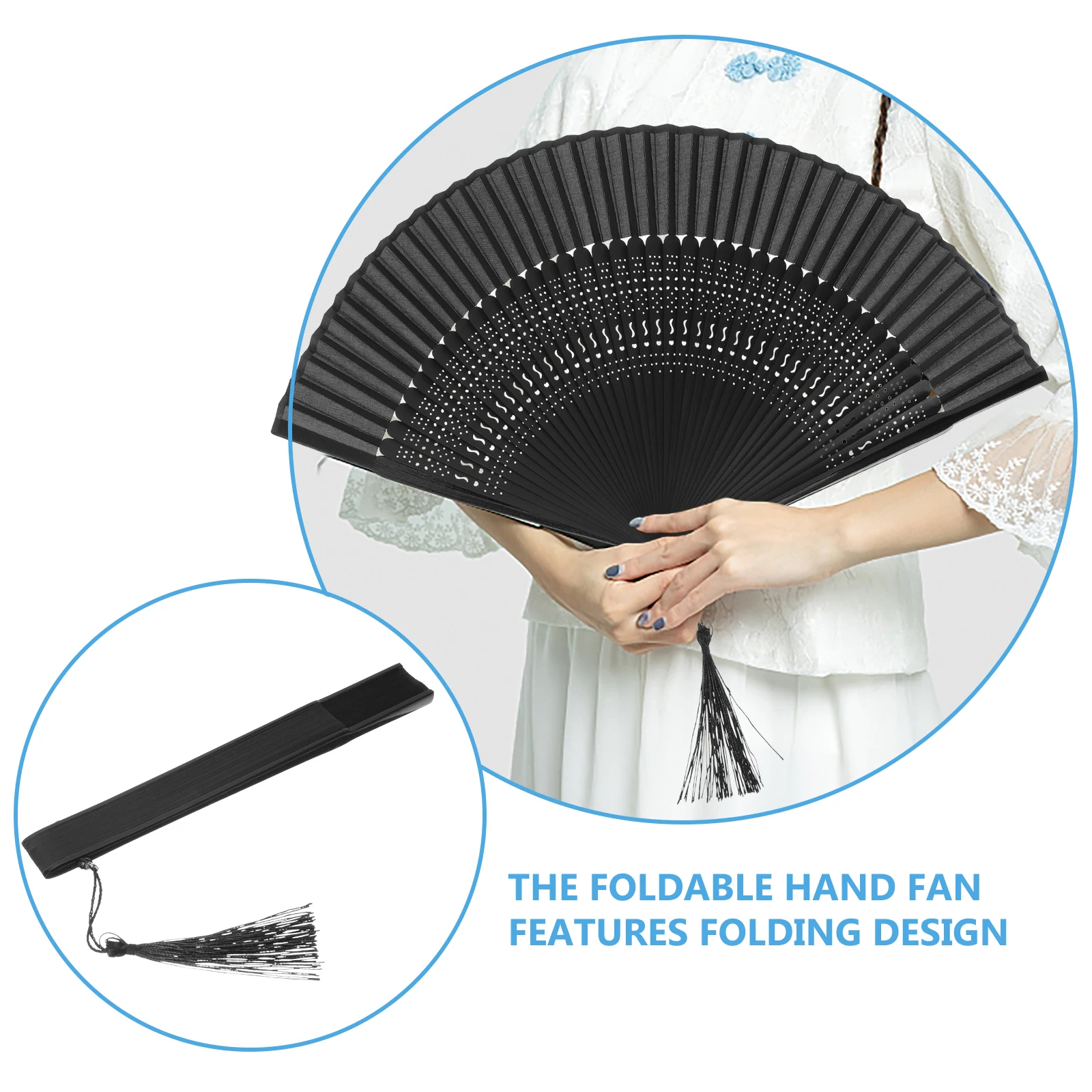 

Folding Fan Chinese Style Dance Party Prop Chinese Folding Fan Decorative Fans Lightweight Portable Tassel Classic
