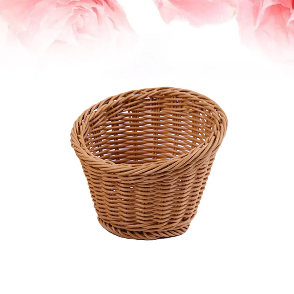 Fine Workmanship Simulated Rattan Braided Basket Premium Plastic Fruit Vegetable Bread Storage Container Home Restaurant Banquet