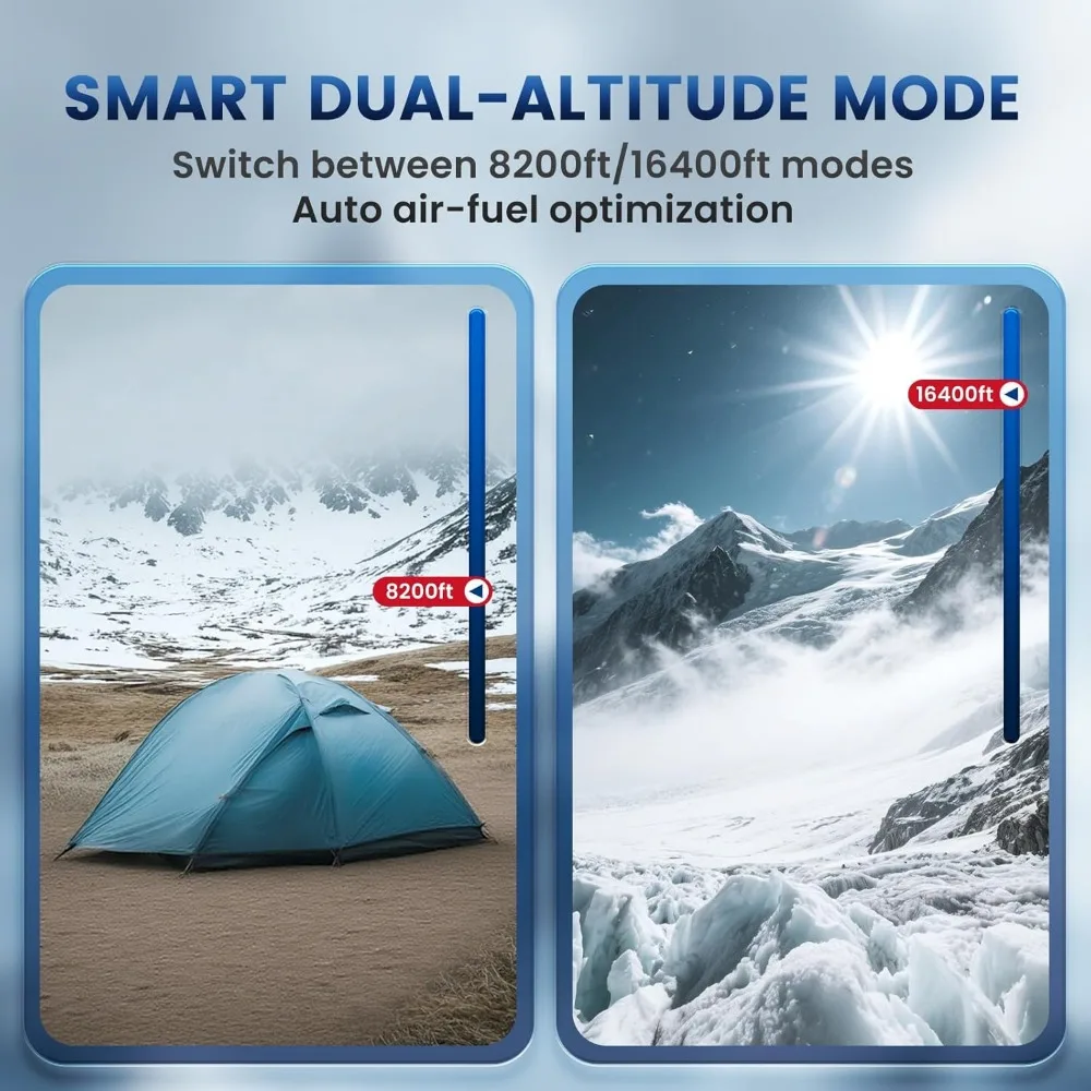 سخان ديزل محمول بقدرة 8 كيلو وات، سخان هواء ديزل HBH2 12 فولت مع التحكم في التطبيق، 10 إعدادات لدرجة الحرارة، يعزز كفاءة حرق 28%