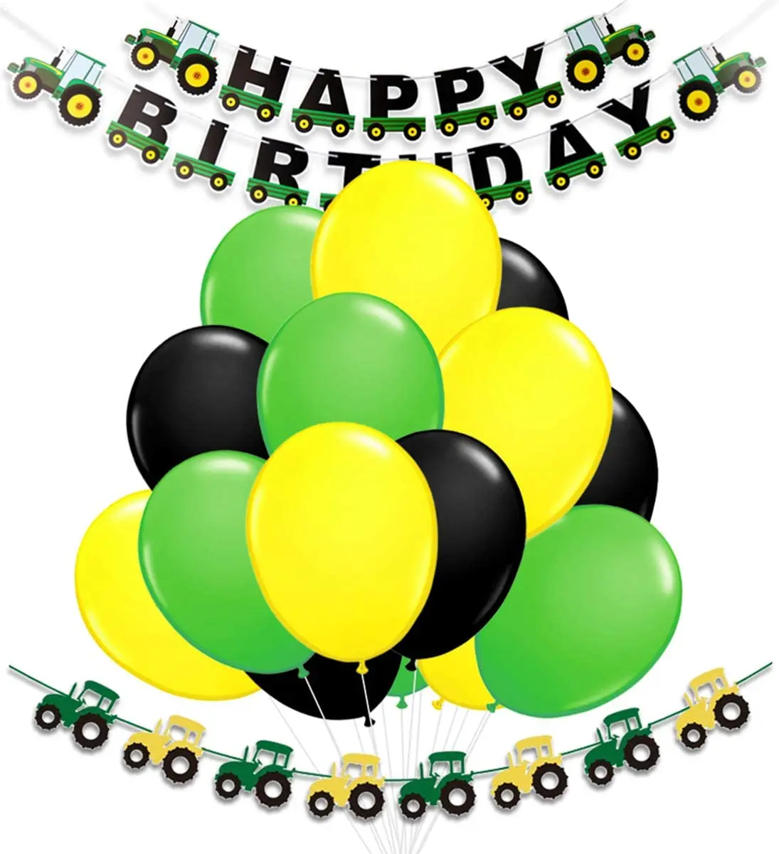 

Tractor Theme Party Supplies Green Yellow Balloons Set Tractor Happy Birthday Banner for Boys Birthday Party Decorations