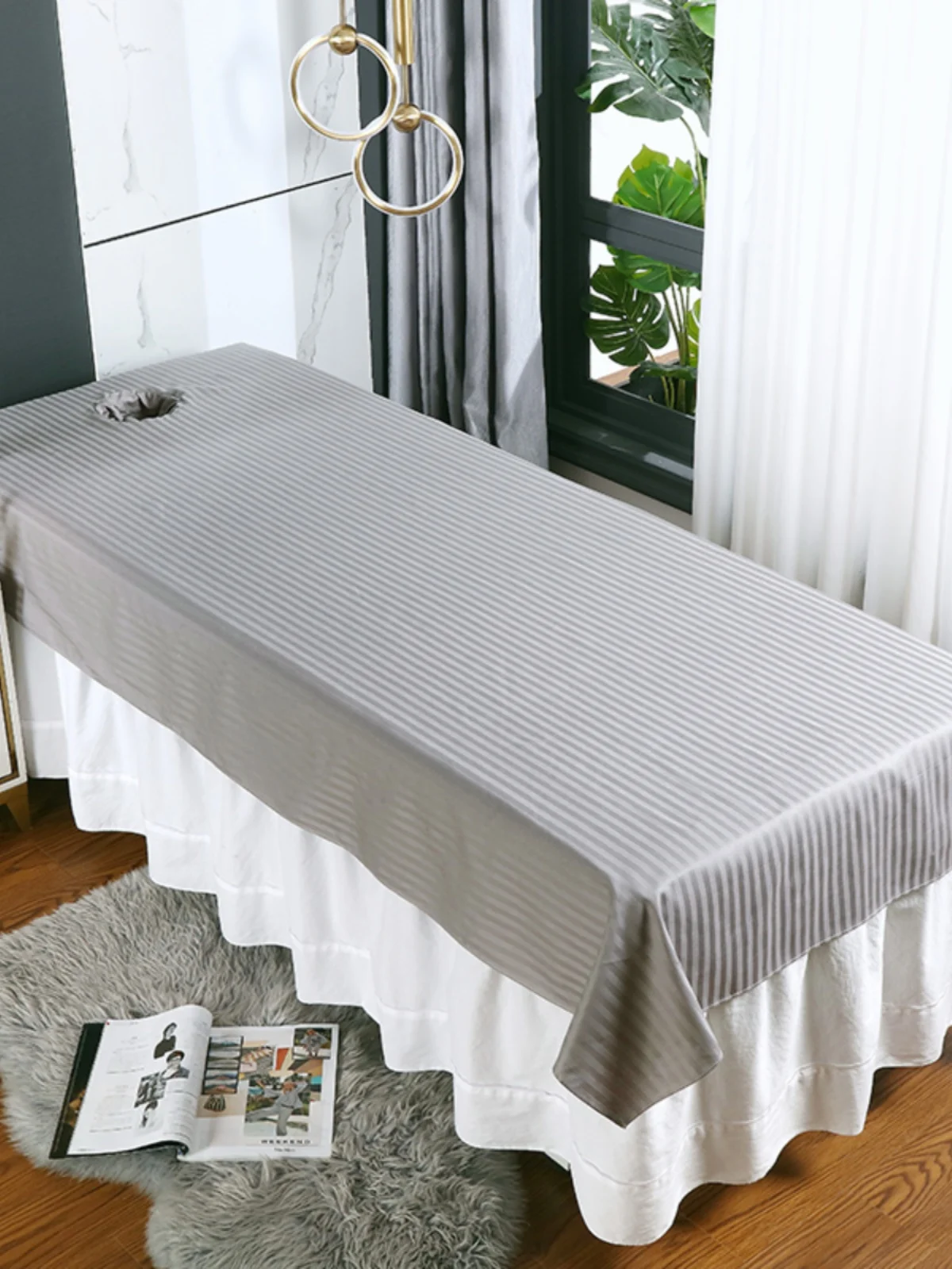 High-End Pure Cotton Beauty Bed Sheet for Massage Therapy White Autumn Winter Style Hole Design Hospital And Beauty Center