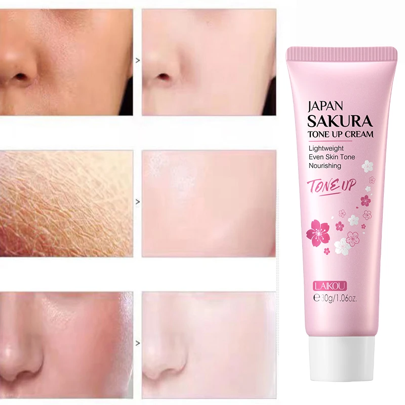 Laikou Sakura Face Tone Up Cream High Coverage Foundation BB Cream Whitening Moisturizing Korean Cosmetics Makeup 30g