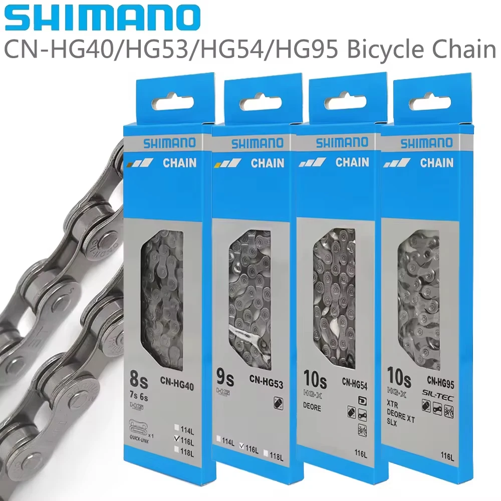 SHIMANO CN HG40 HG53 HG54 HG95 6/7/8/9/10 Speed MTB Bike Chain HG 116L with Quick Link for Mountain Bike Original Bicycle Parts