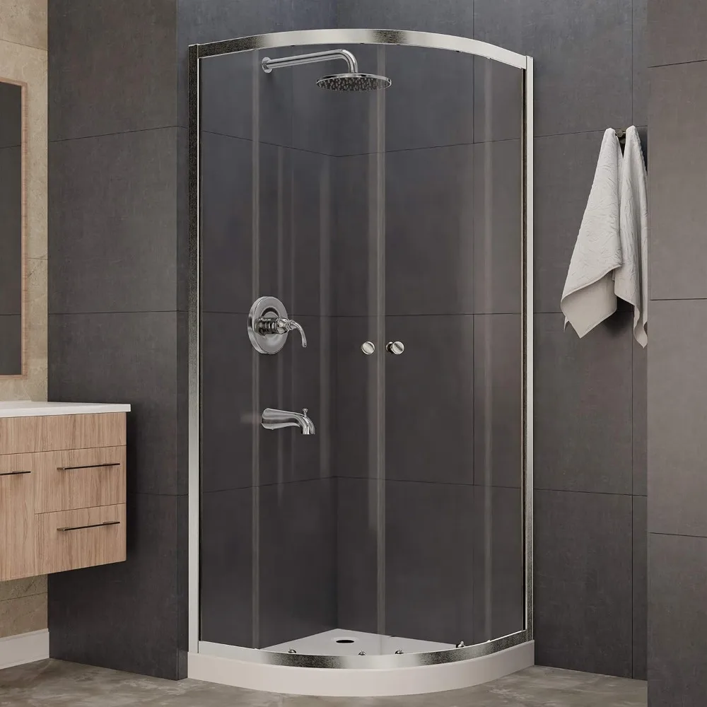 

Framed Shower Door 76" x 35" with Sliding, Brushed Nickel, Water Repellent Glass Shower Door Rollers and Handle