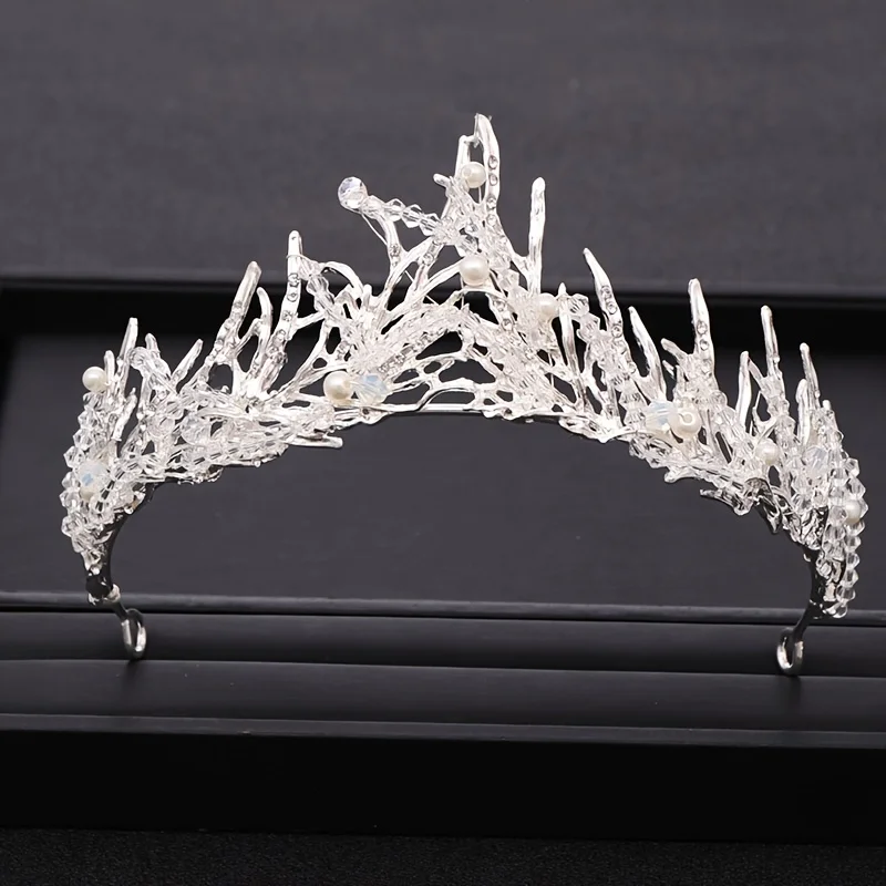 Baroque Crystal Pearl Tiaras And Crowns Rhinestone Prom Diadem Headband Party Wedding Bridal Hair Accessories Jewelry Crown Gift