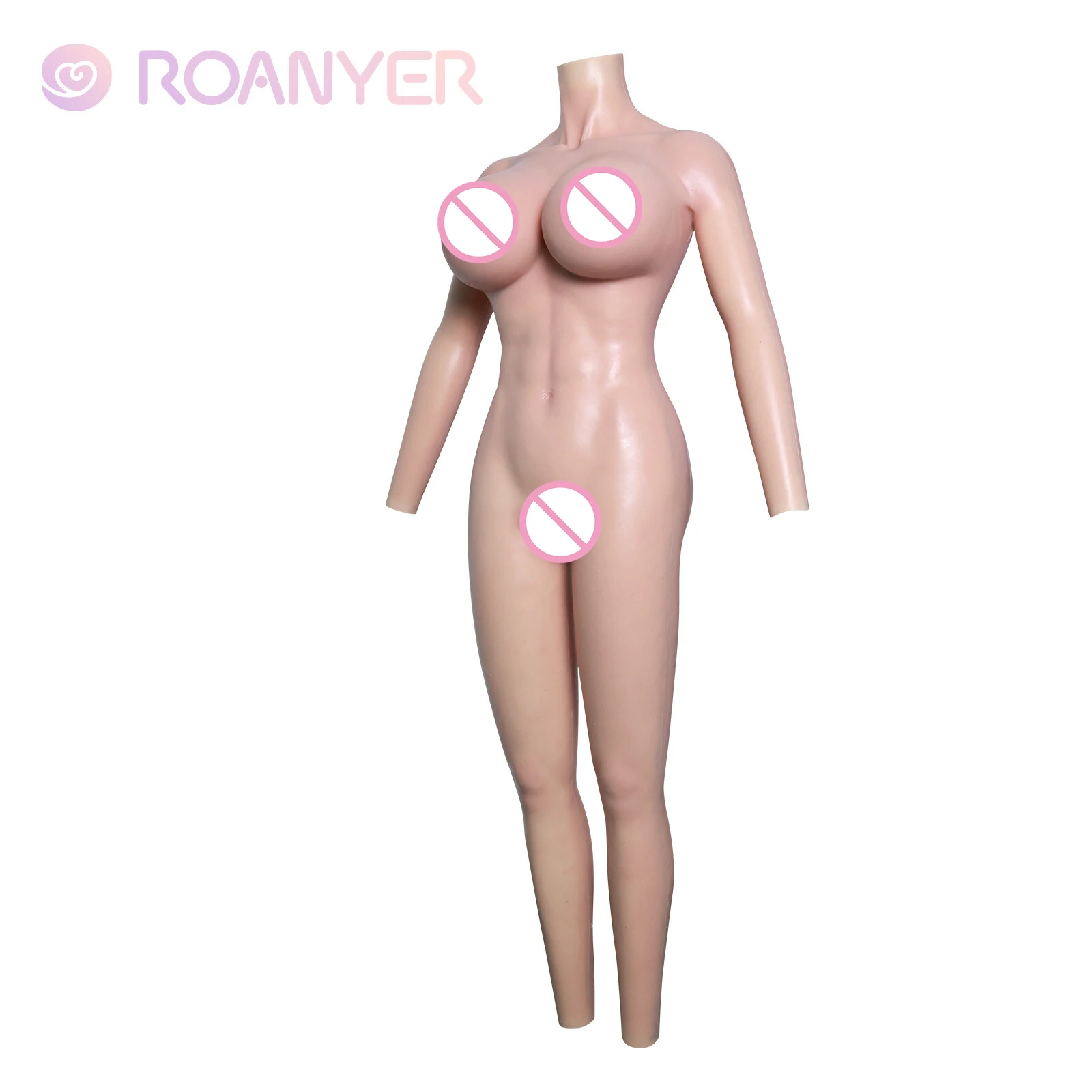 Roanyer Silicone H Cup Breast Forms Bodysuit With Fake Vagina for Crossdresser Transgender Drag Queen Cosplay