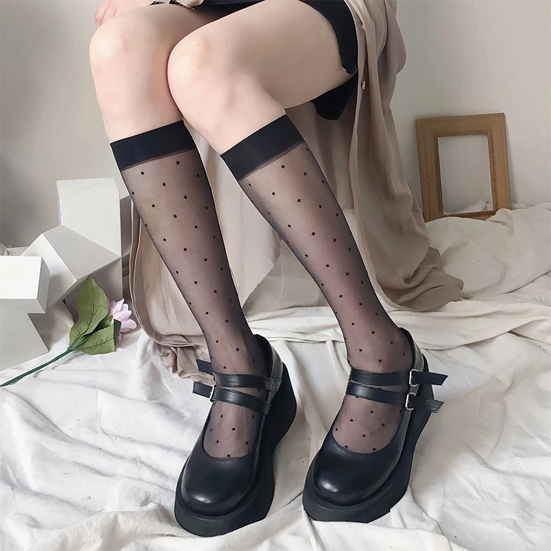 

1/2/3/5 пар носков до икр с узором в горошек, модные гольфы в студенческом стиле, женские чулки и носки