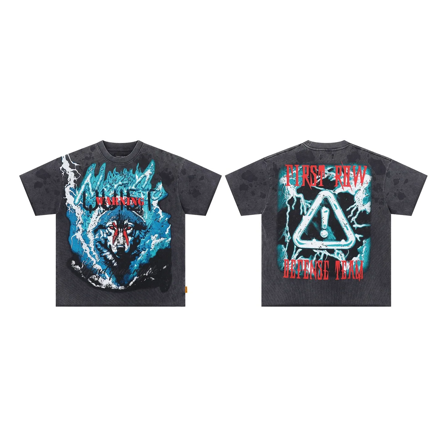 First Row Retro WARNING NOT SO QUIET Wolf Cropped Washed Vintage Short-Sleeved T-Shirt