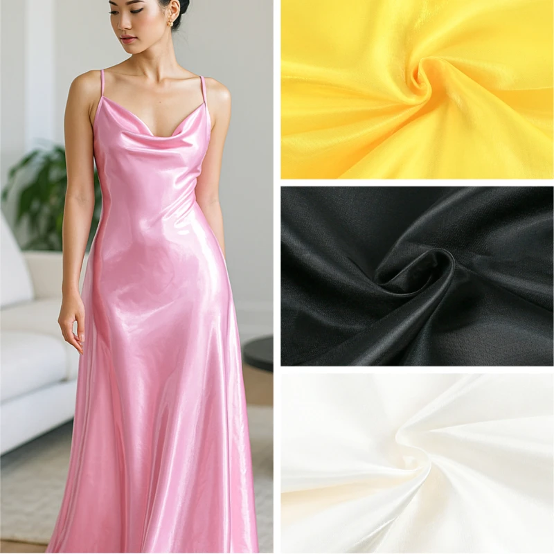 

Meetee 45/90*145cm Water Gloss Satin Fabric Wedding Dress Sewing Fabrics Silky Soft Cloth Crafts Supplies Handmade Sew Materials
