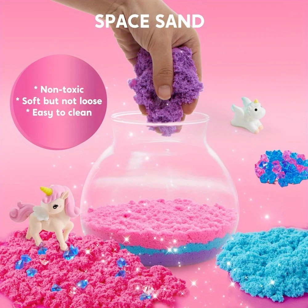 JOYFY Einhorn-Kristall-Terrarium-Bastelset für Kinder, Crystal Growing Science, 12-farbiges LED-Nachtlicht, Einhorn-Geburtstagsgeschenke