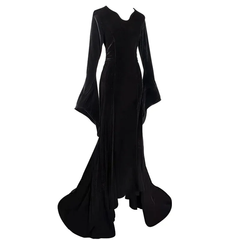 2025 nova família addams morticia cosplay traje peruca preto sexy up magro festa vestido de noite para as mulheres halloween carnaval dre ★ ★ ★ hh