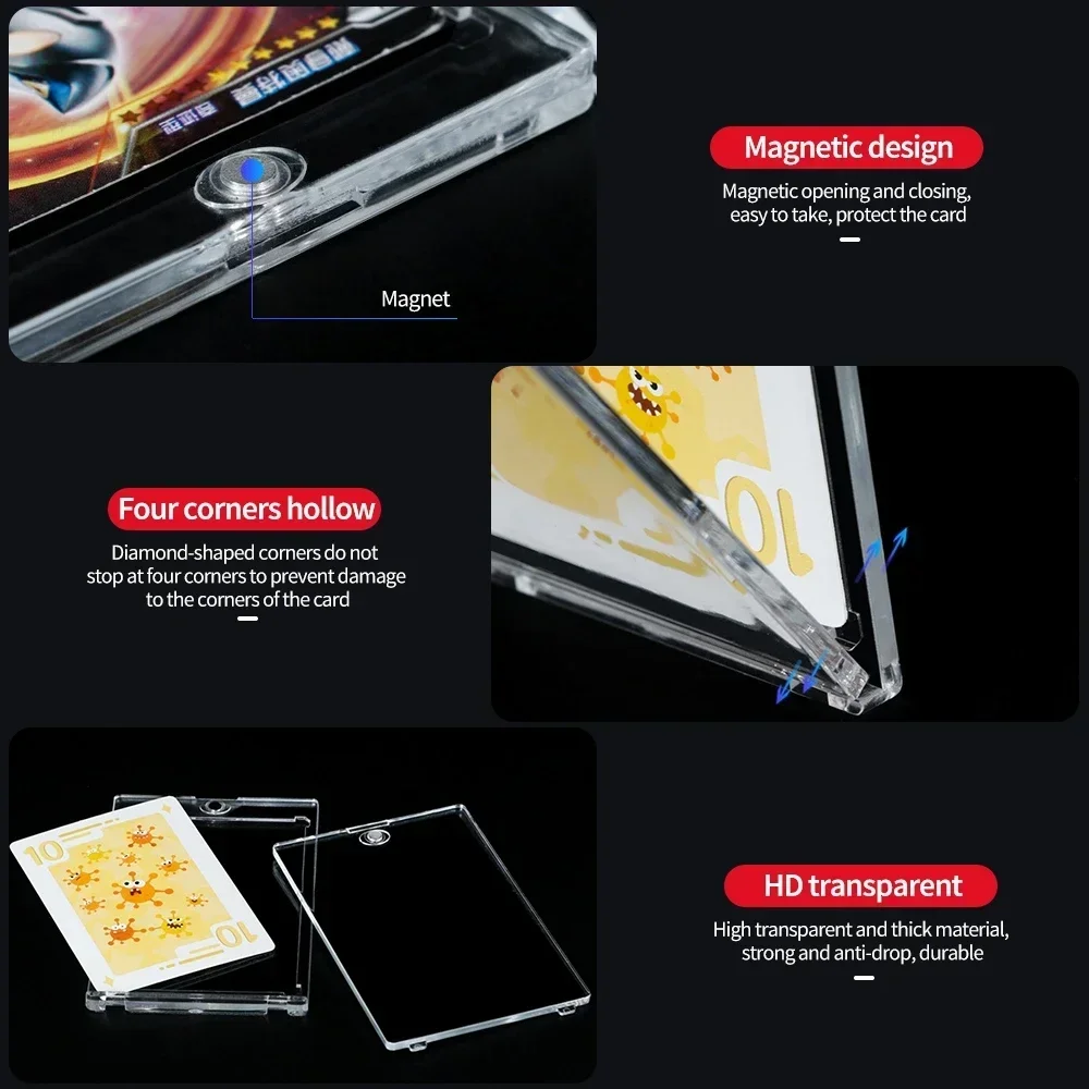 TCG مجموعة شفافة حامل عرض مغناطيسي ، صندوق تخزين ل Yugioh ، بطاقات البوكيمون ، إطارات أكمام مجموعة ، 35-180PT