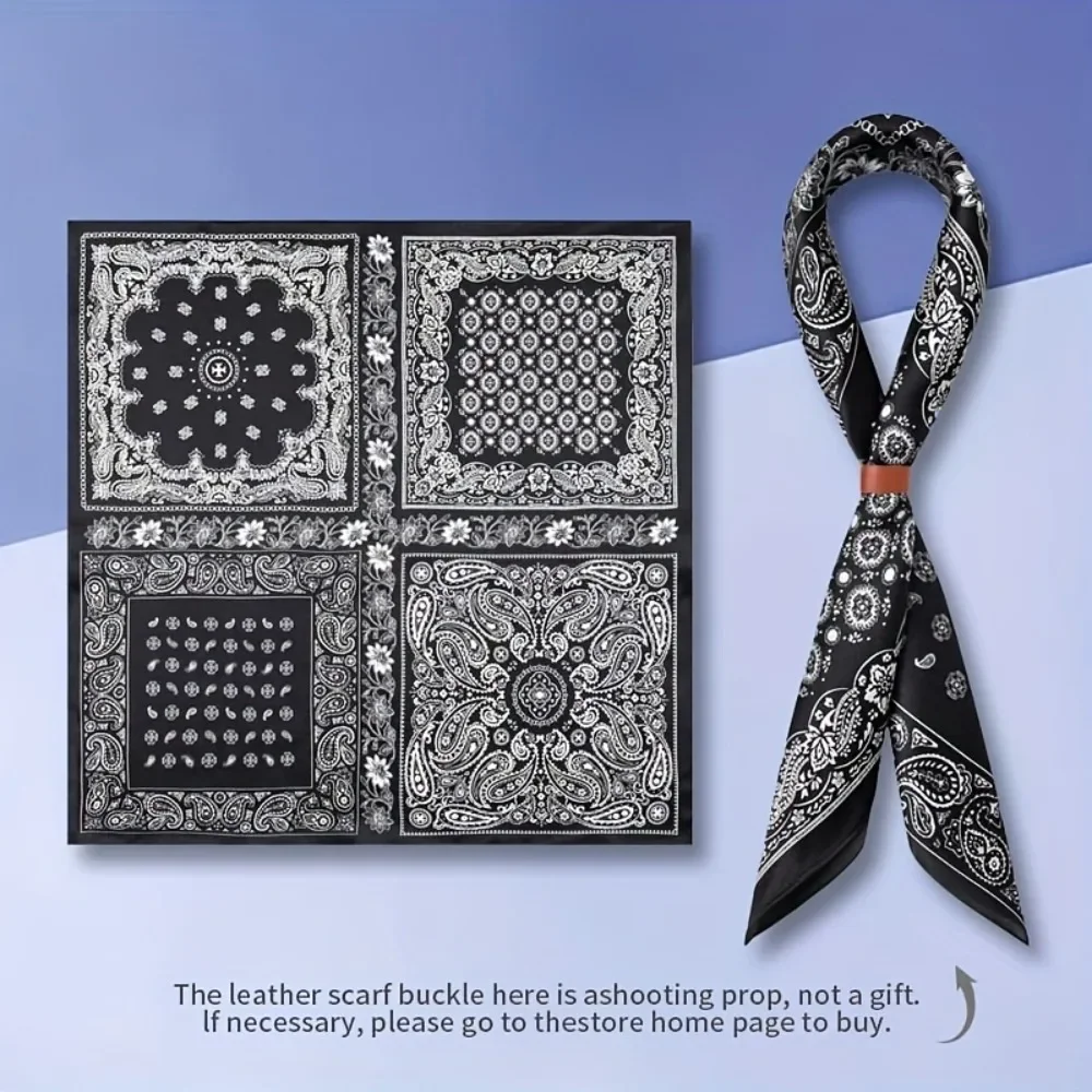 100% Silk Scarf with a Four-Square Pattern, Versatile And Artistic, Suitable for Casual Wear, Featuring a Smooth And Skin-Frien.