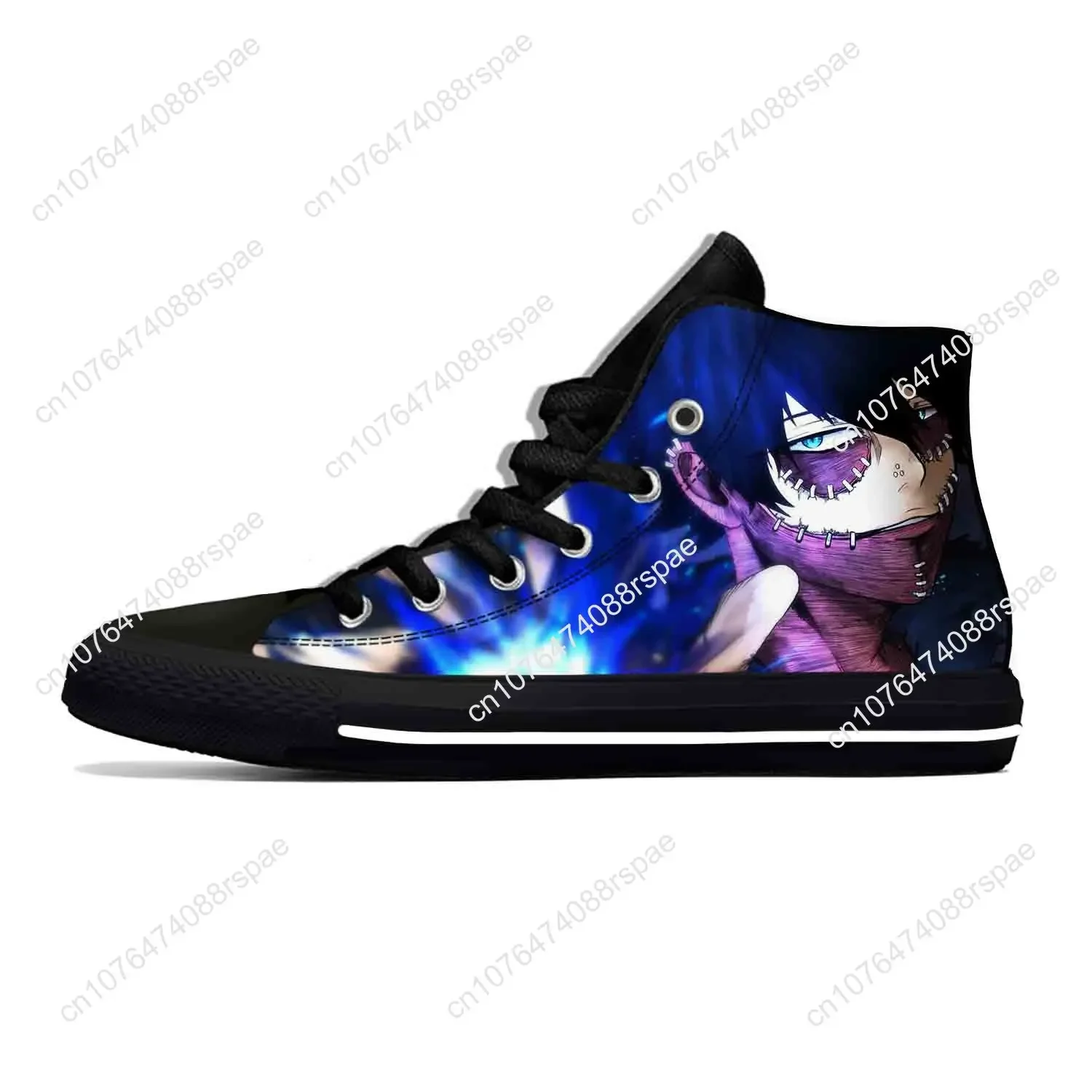 Desenhos animados para homens e mulheres My Hero Academia Dabi Sneakers, anime japonês, sapatos de pano casual legal, top alto, leve, respirável, impressão 3D