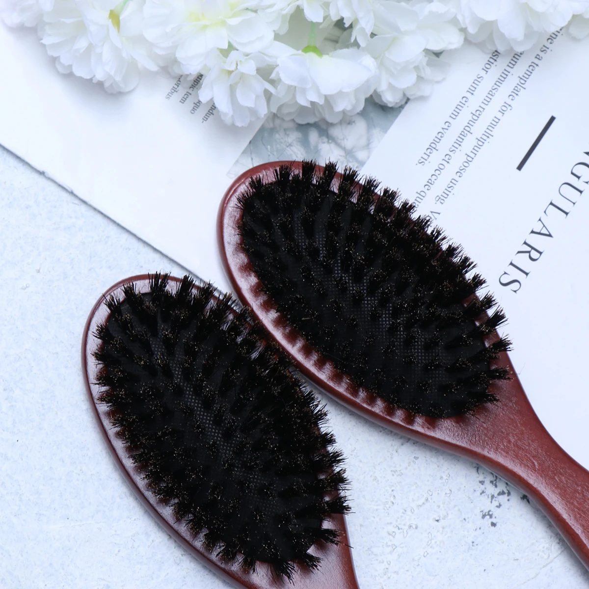 

1pc Wooden Hair Comb Bristle Scalp Massage Brush For -Free Styling Comfortable Grip Detangling Tool Hair