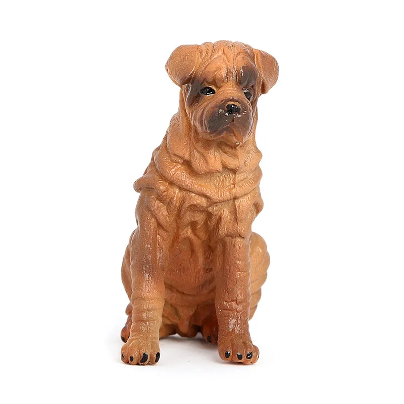 Simulazione, modello animale Shar Pei solido, simpatico animale domestico Shar Pei ornamento in plastica, giocattolo per cuccioli di figura
