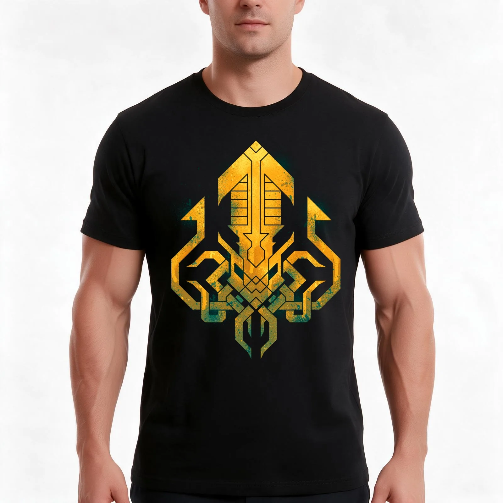 Golden Kraken Sigil T-Shirt Summer Casual Cotton Tee Oversized Streetwear Tops Vintage Graphic Print Loose Fit Short Sleeve