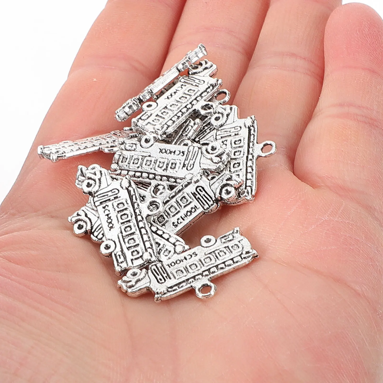 

50Pcs School Themed Charms Safe Material Durable DIY Jewelry Making Supplies Mini Pendants Adorable Fake School Ornament