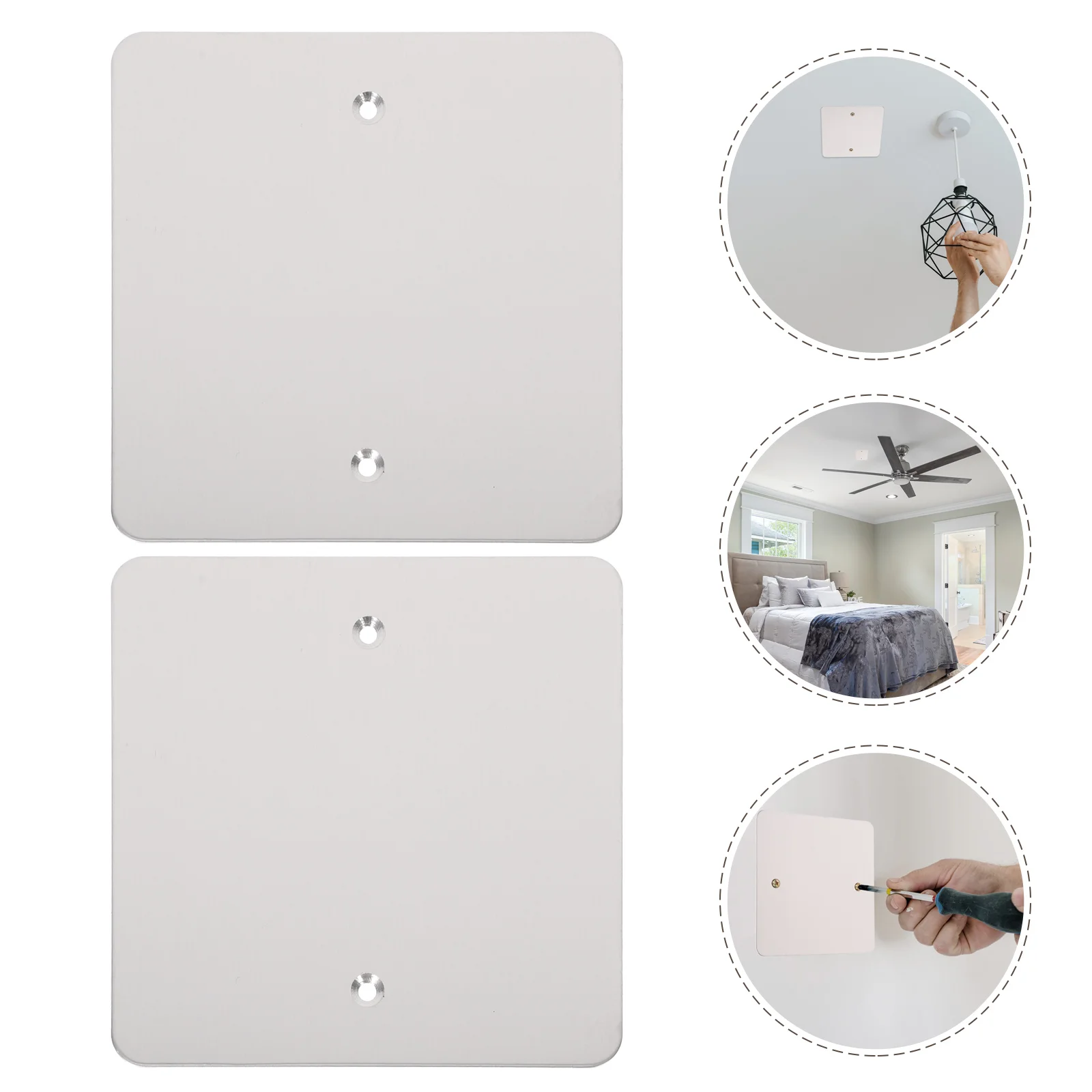 

2 Pcs Ceiling Cover Blank-Up Outlet Covers Access Panel for Drywall White Plug Cable Plate Wallplate