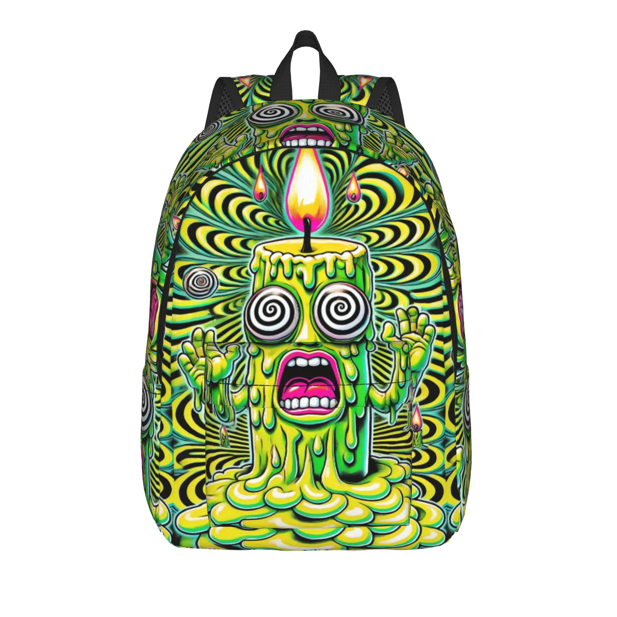 Hip Hop Retro Green Psychedelic Monster Backpack  University Backpacks Boy Custom Lightweight School Bags Casual Rucksack