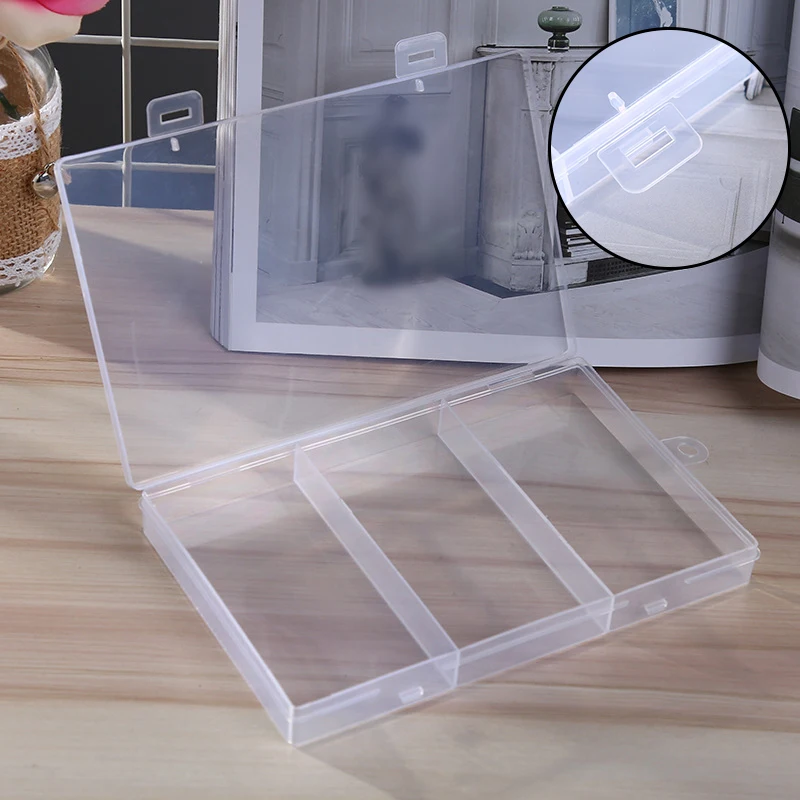 3 Grids Plastic Clear Jewelry Storage Box Organizer Cosmetics Fishing Gear Storage Box Container Multifunctional Storage Case