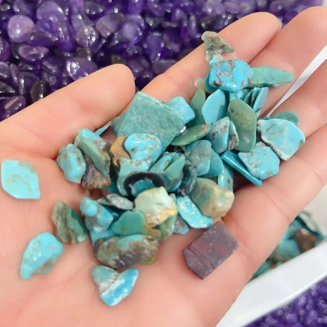 Natural Gravel Turquoises Raw Stone Mineral Specimen Irregular Stone for Aquarium Home Decoration DIY