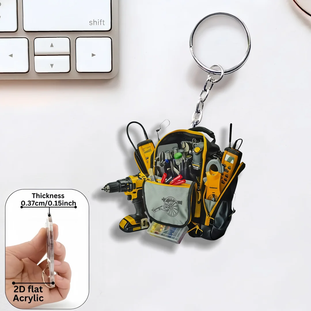 Repair Kit Keychain,2D Flat Acrylic Pendant,Toolkit Theme Ornament,Bag Charm,Home Trinket,Perfect Party Gift,Festive Decoration