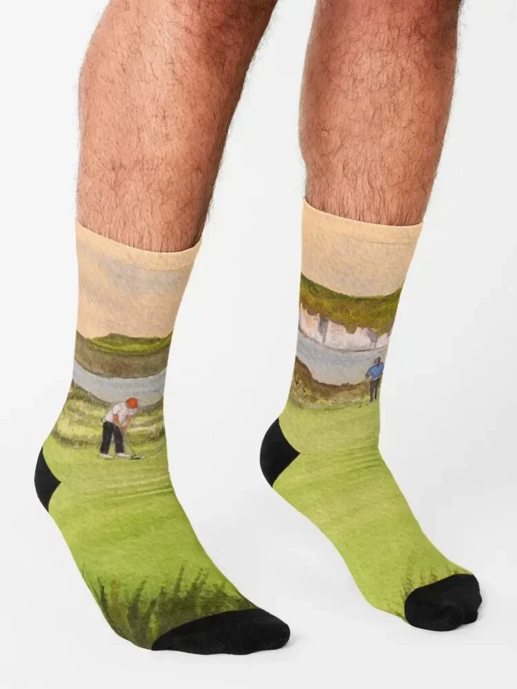 جوارب Royal Portrush Golf Course 5th Hole Socks للعام الجديد للتنس مضادة للانزلاق جوارب نسائية فاخرة كلاسيكية للرجال #3