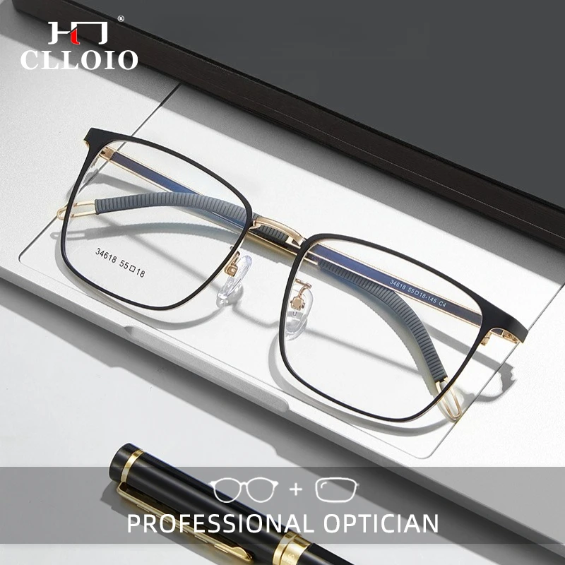 

CLLOIO Ultra Light Men Business Reading Glasses Anti Blue Light Myopia Prescription Glasses Elastic Legs Optical Eyeglass Frame