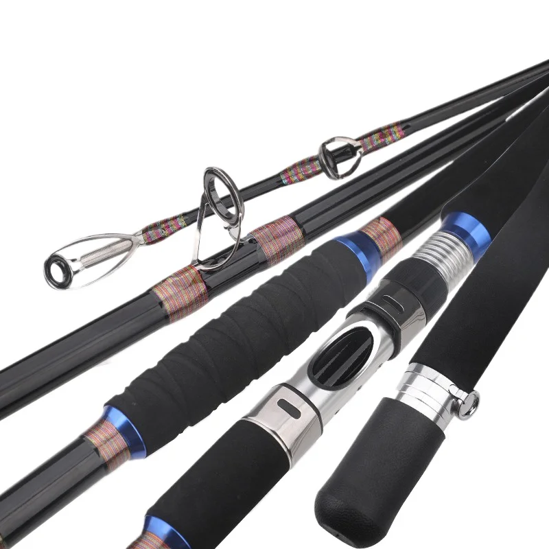 

1.8M 2.1M 2.4M Surf Saltwater Heavy 3-Piece Carbon Fishing Rod Travel Spinning Rod 30-50lb Boat Jigging Trolling Fishing Rod