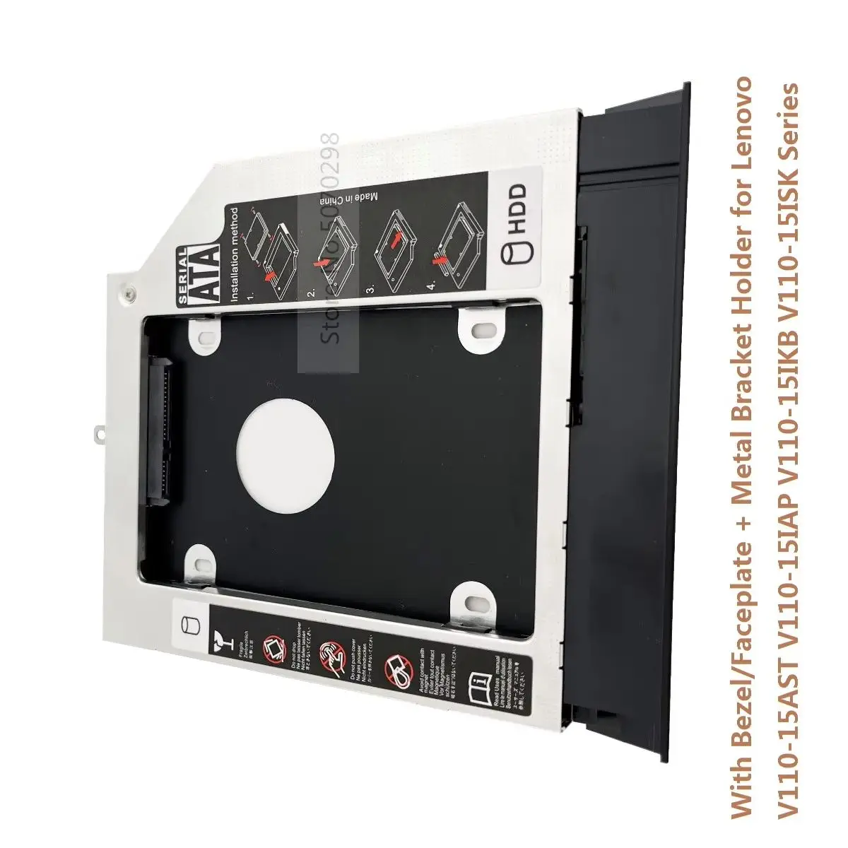 with Matched Bezel Panel 2nd Hard Drive HDD SSD Optical bay Caddy Bracket for Lenovo V110-15AST V110-15IAP V110-15IKB V110-15ISK