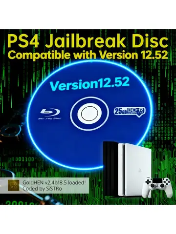 For PS4 Jailbreak Gold Disc 12.52 Latest Firmware Supported Bootable Eject Payload Homebrew Backup Games