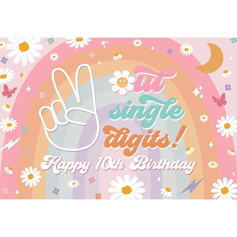 Avezano-Fondo para fotografía Retro Hippie, Arco Iris, Margarita, flor, niña, fiesta de cumpleaños, decoración de estudio fotográfico