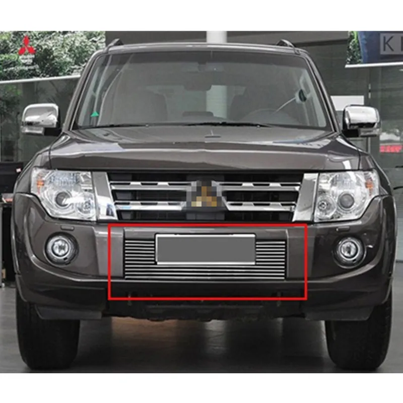 Car Accessories 2012 2013 2014 2015 For Mitsubishi Pajero Aluminum Front Grille Around Trim Racing Grills Trim
