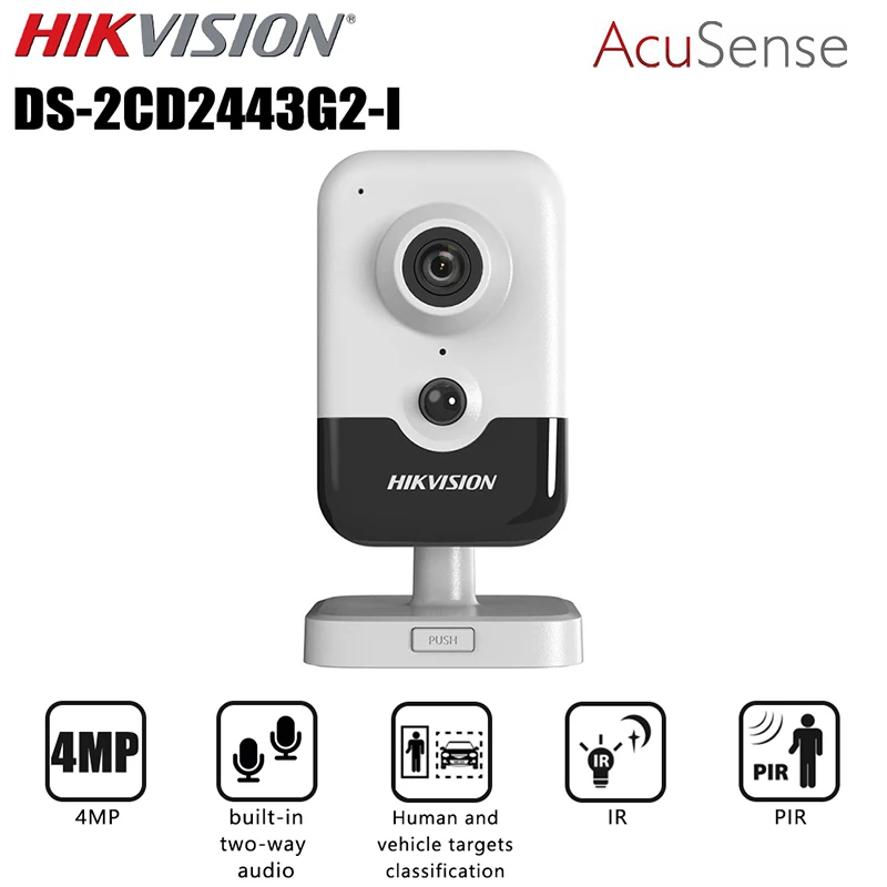 Hikvision DS-2CD2443G2-I 4MP AcuSense POE IP Camera Support  Face detection IR10M Motion Detection PIR Cube Surveillance Camera